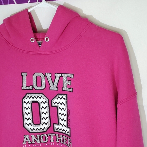 Jerzees NuBlend Pink "Love 01 Another" Long Sleeve Hoodie - Size XLarge - Picture 3 of 12